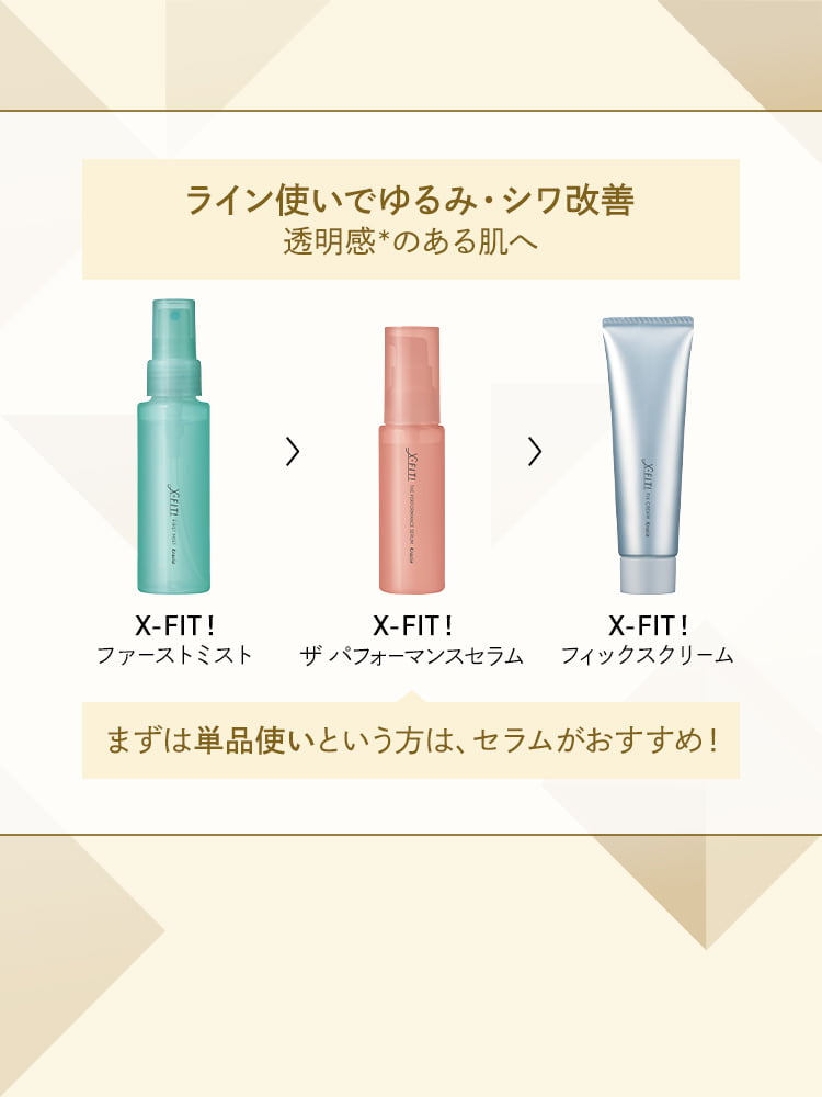 ライン使いでゆるみ・シワ改善 透明感*のある肌へ